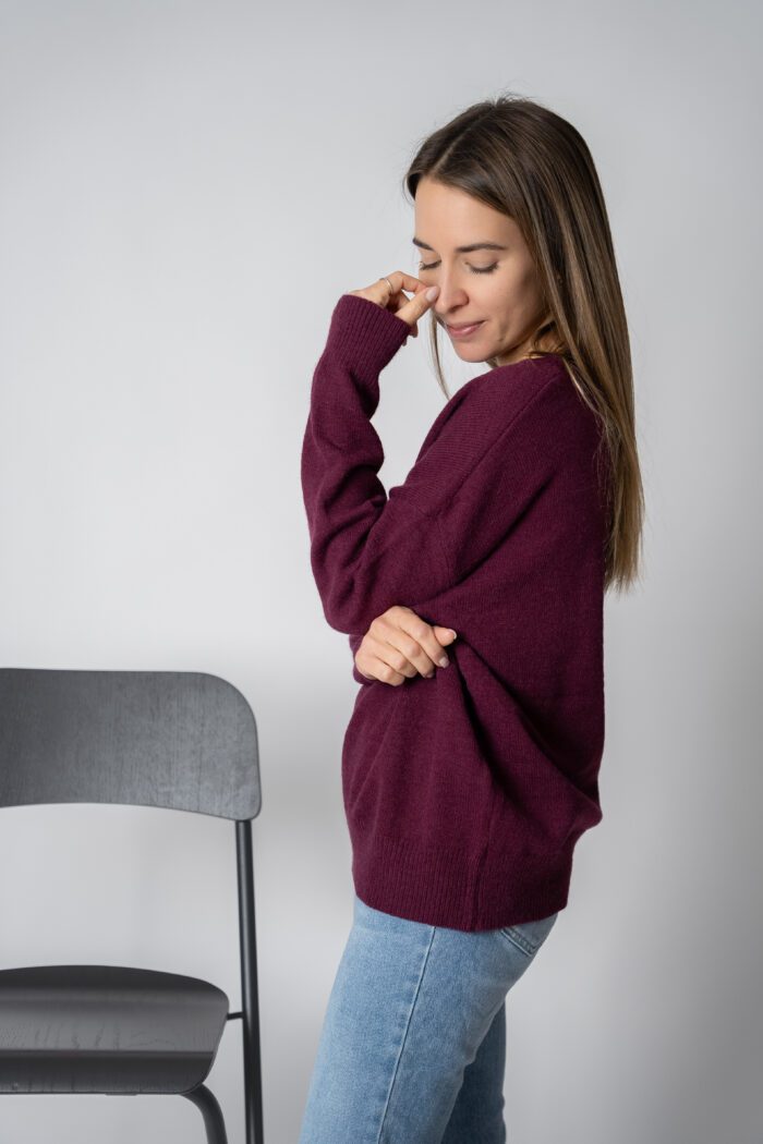 Basic Pullover "wine red" – Bild 4