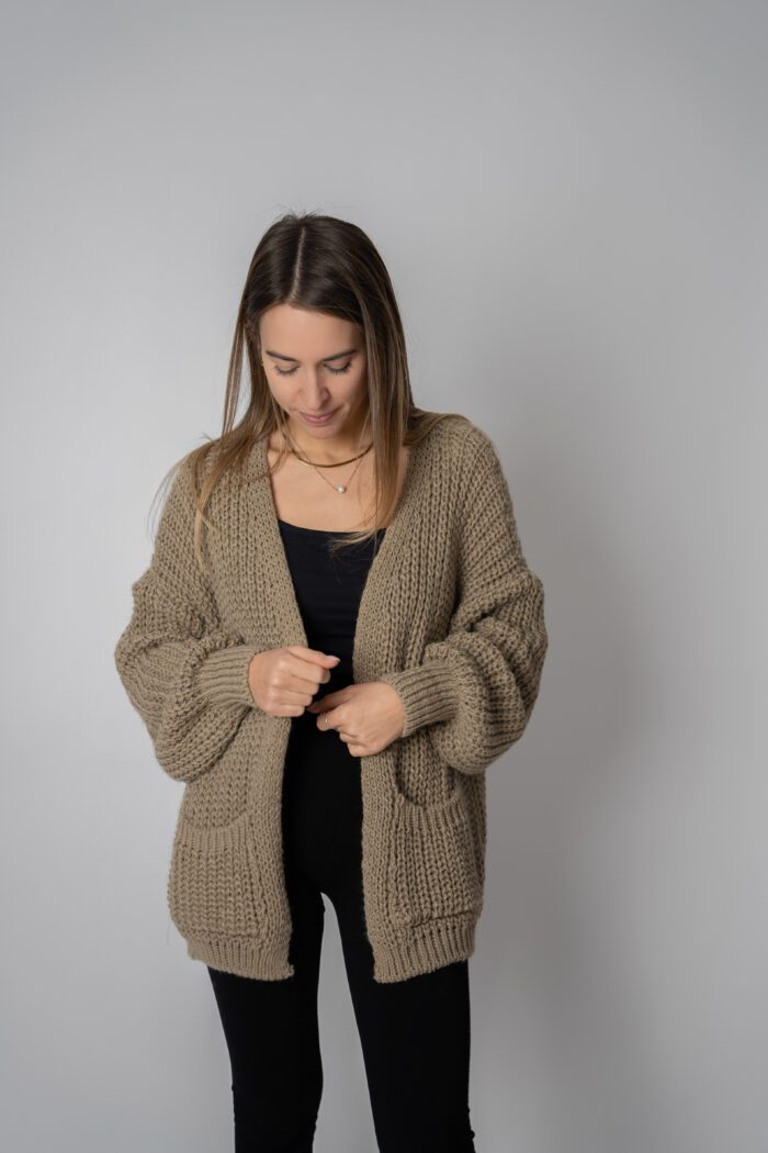 Grobstrick Cardigan "camel" – Bild 3