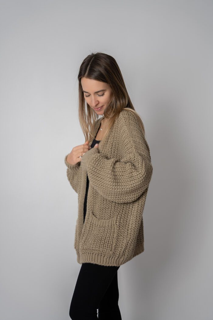 Grobstrick Cardigan "camel" – Bild 4