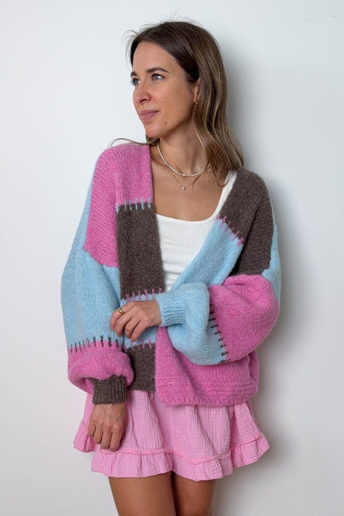 Cardigan "brown pink blue"