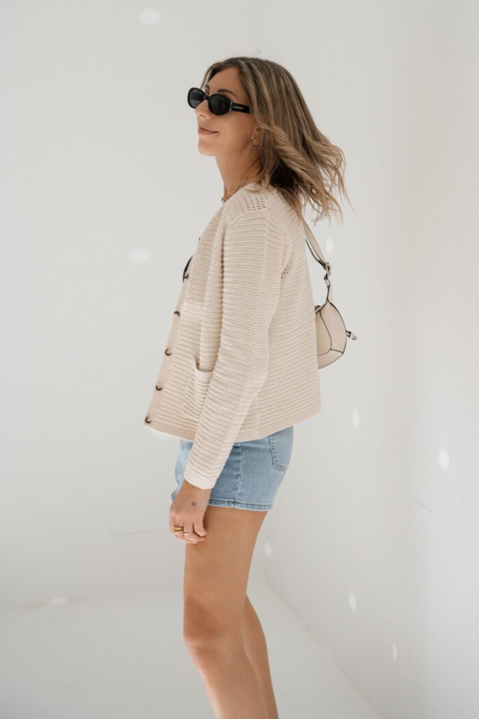 Luise Structure Knit Cardigan "birch" SELECTED