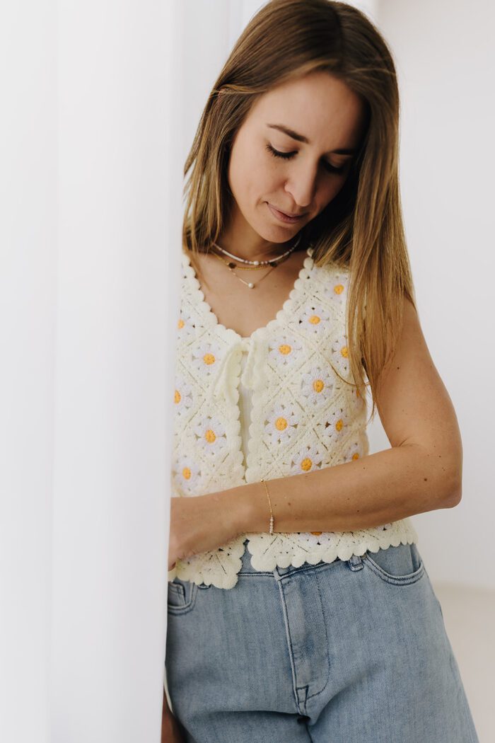 Boho Weste mit Blümchen in zwei Farben – Bild 4