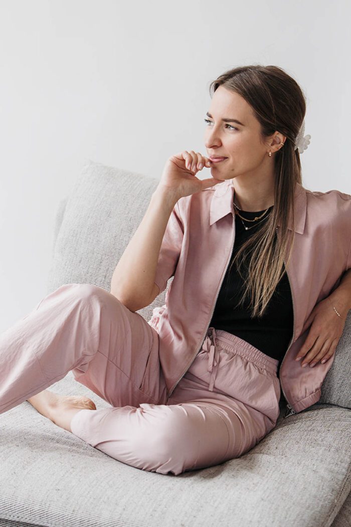 Hose mit Nahtdetails "soft mauve" – Bild 3