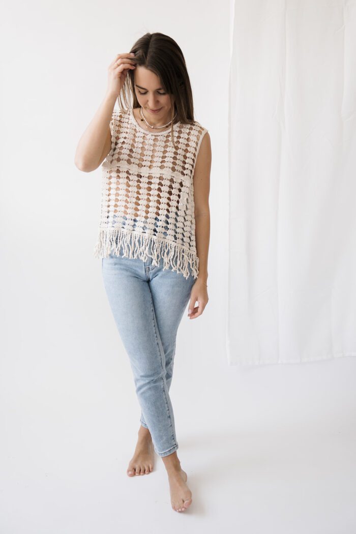 Boho Top mit Fransen "beige" – Bild 2