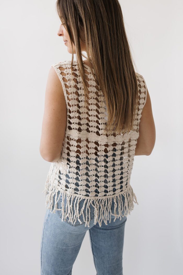 Boho Top mit Fransen "beige" – Bild 4