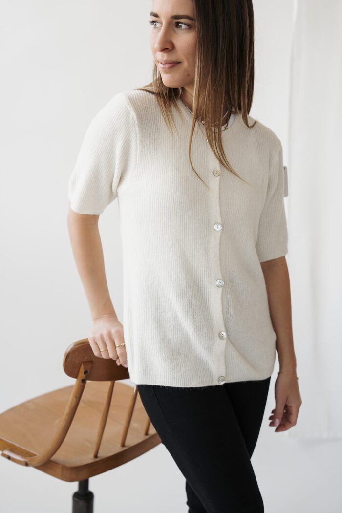 Kurzarm Cardigan in zwei Farben – Bild 4