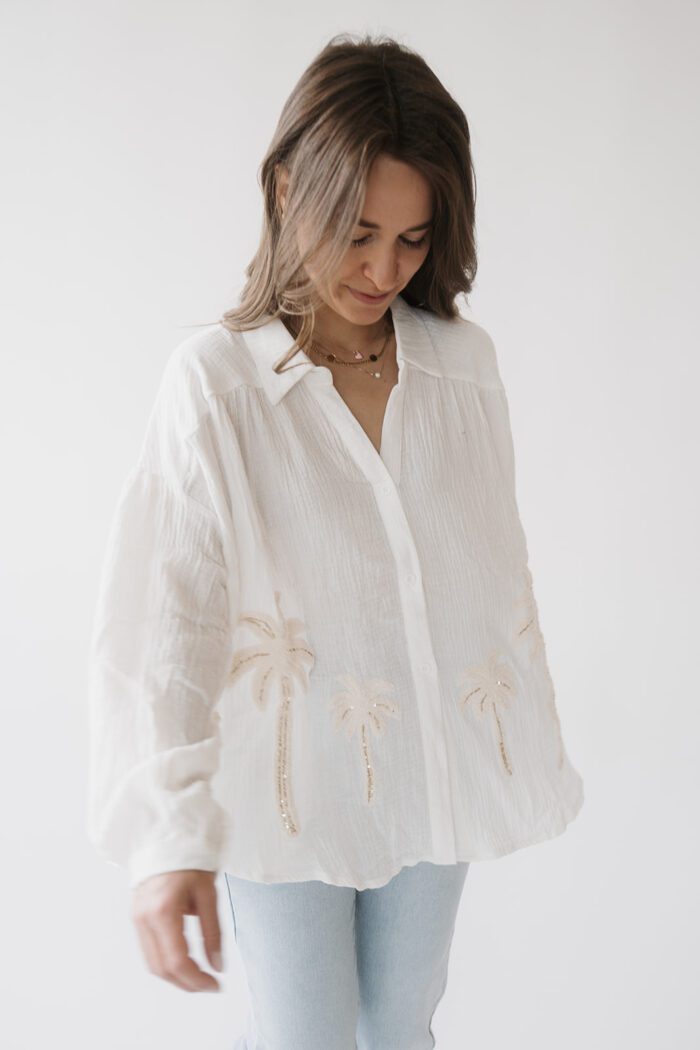 Musselin Bluse "Palms" – Bild 4