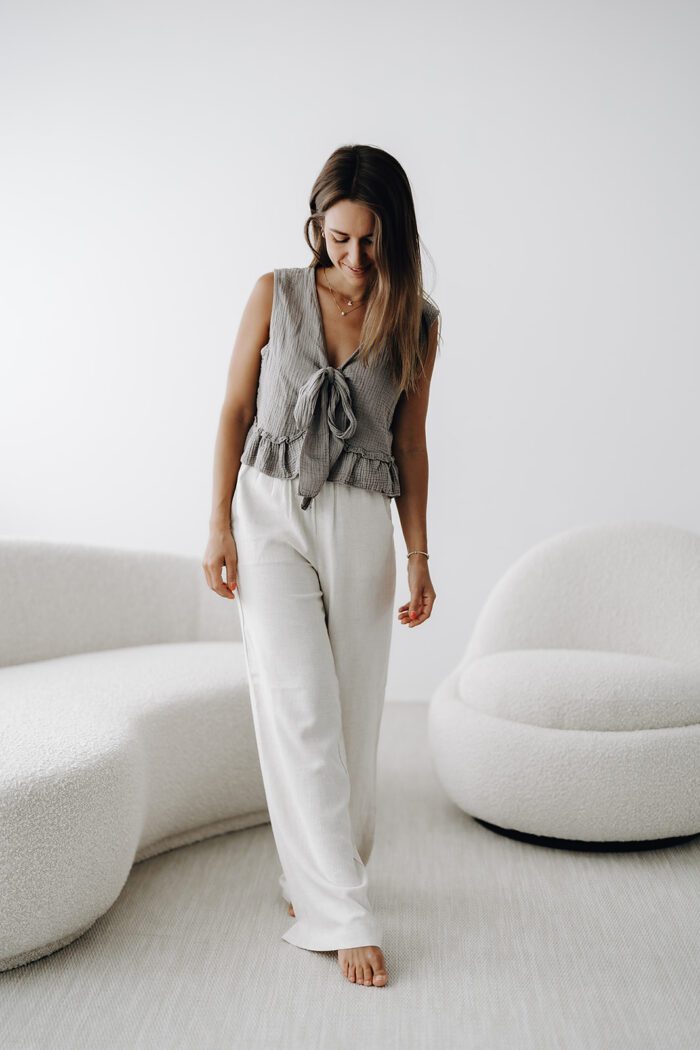 Musselin Top mit Schleife in zwei Farben – Bild 7