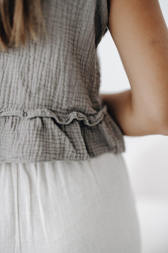 Musselin Top mit Schleife in zwei Farben – Bild 10