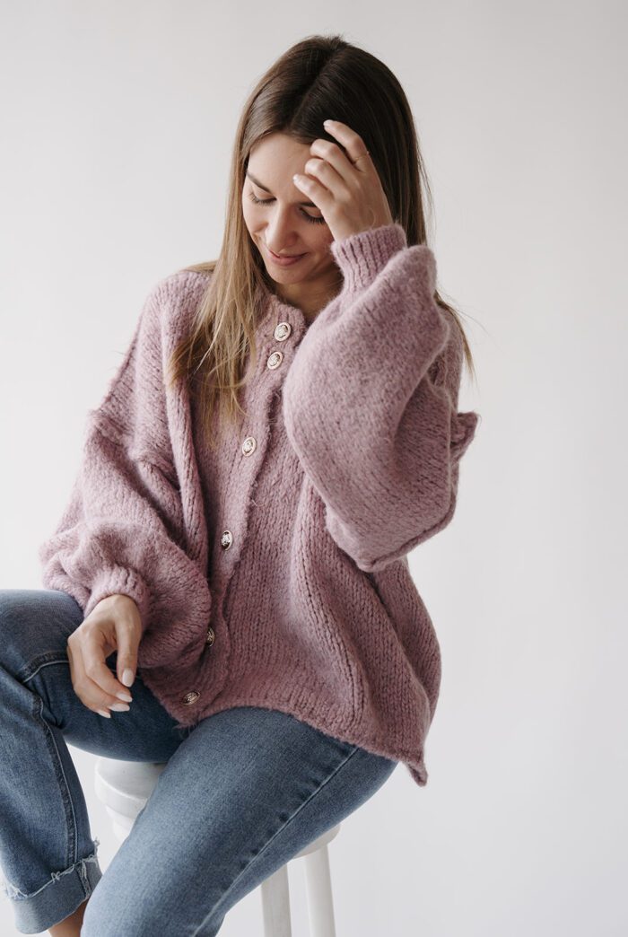 Cardigan Knöpfe Mauve