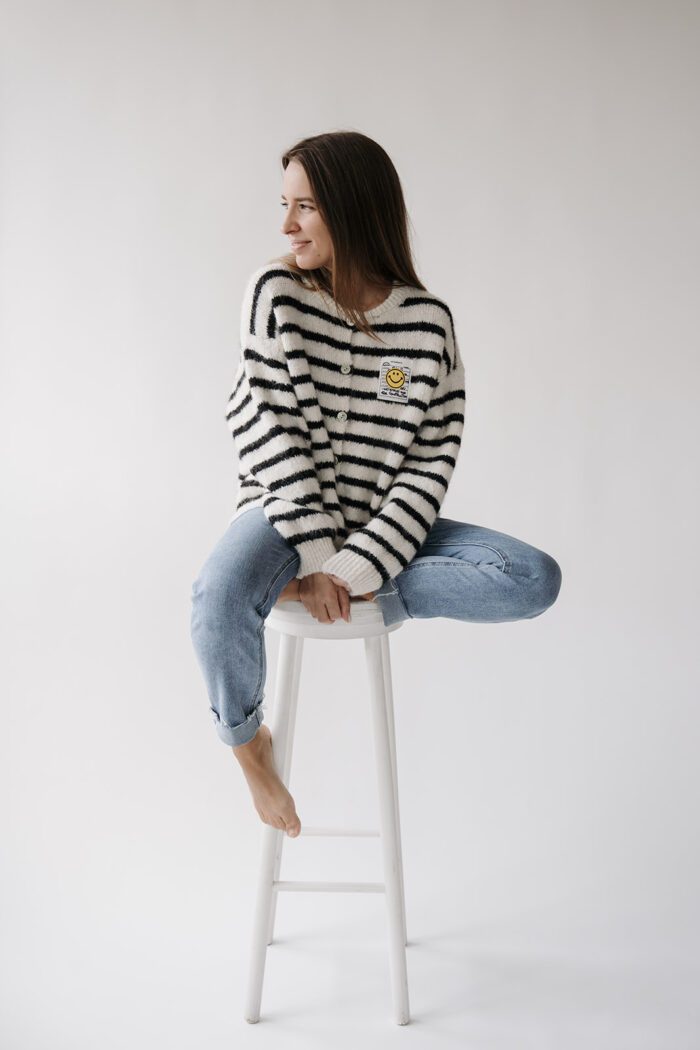 Cardigan Smiley Stripes gelb – Bild 3
