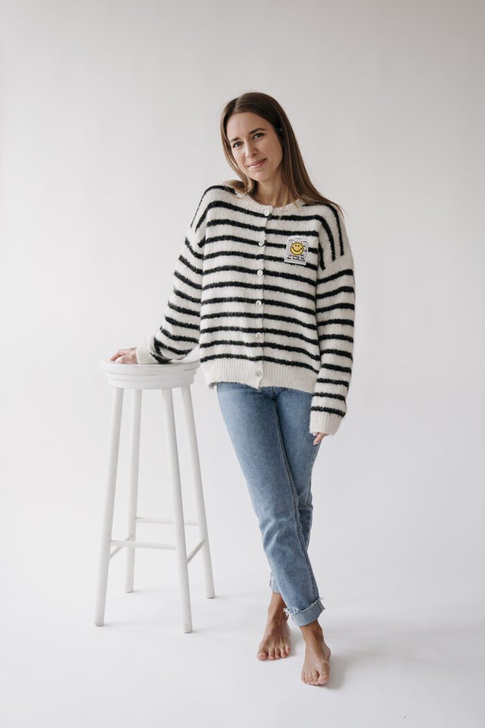 Cardigan Smiley Stripes black – Bild 3