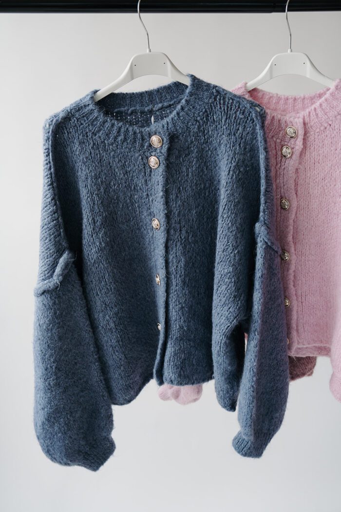 Cardigan Knöpfe Taubenblau