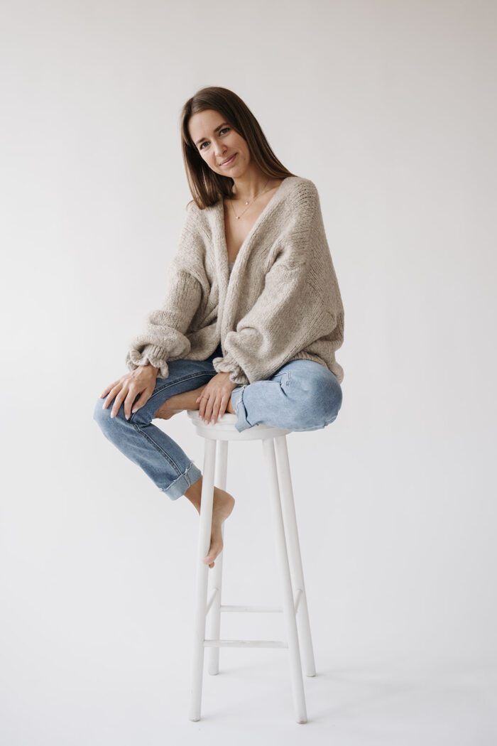 Cardigan Long Taupe – Bild 2