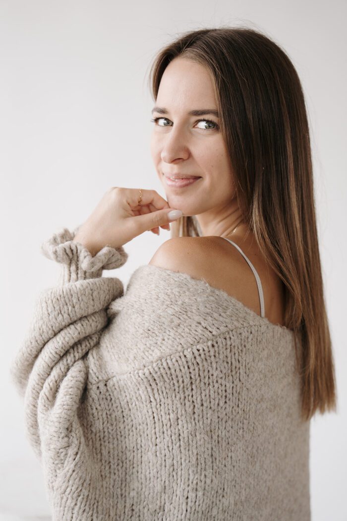 Cardigan Long Taupe – Bild 3