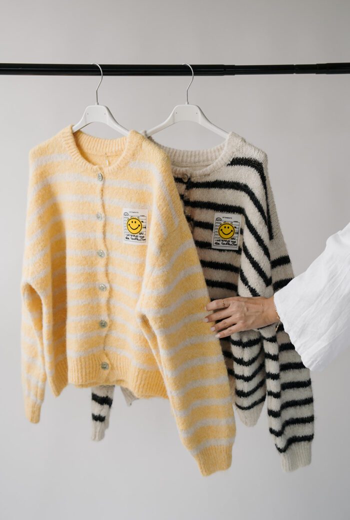 Cardigan Smiley Stripes gelb