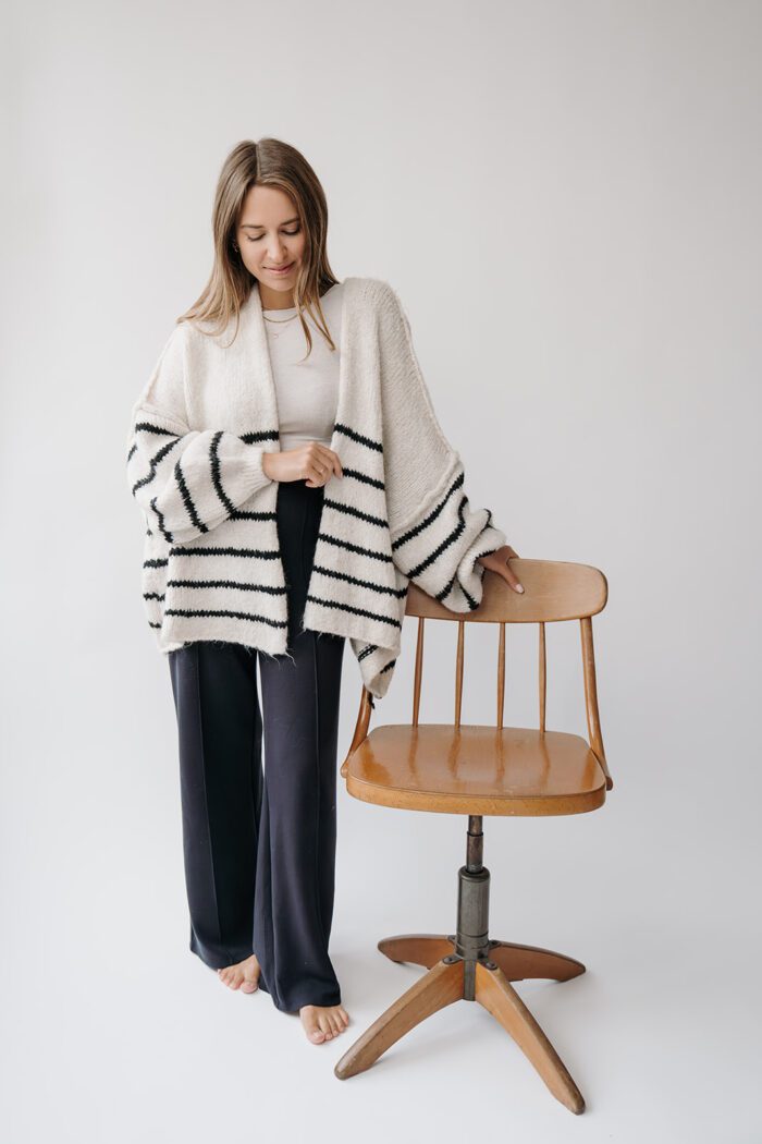 Cardigan Streifen Creme