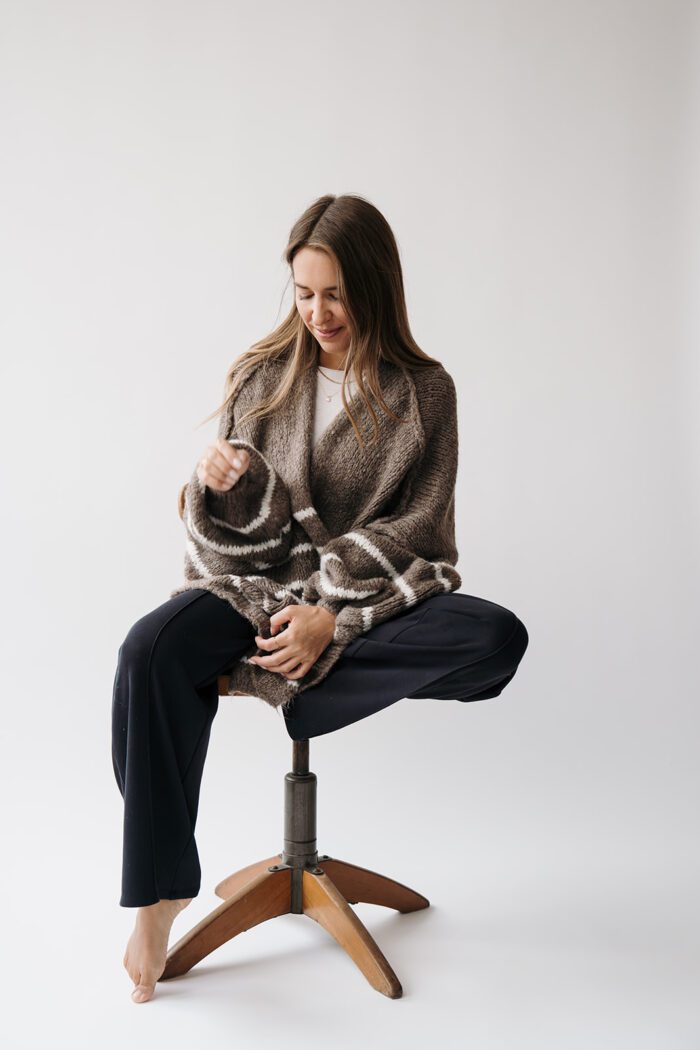 Cardigan Streifen Taupe