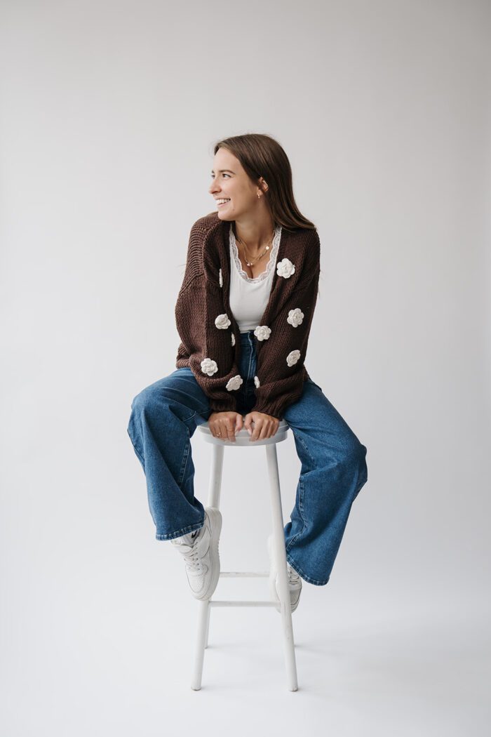 Pullover Braun Blumen – Bild 4