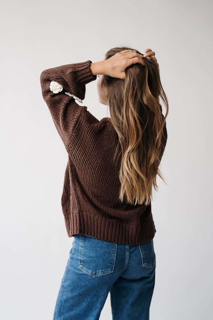 Pullover Braun Blumen – Bild 6