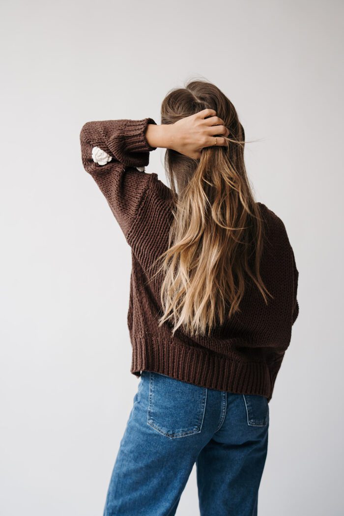 Pullover Braun Blumen – Bild 3