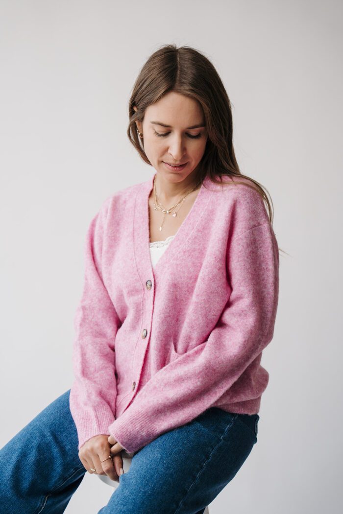 Kristel Cardigan Bright Pink – Bild 2