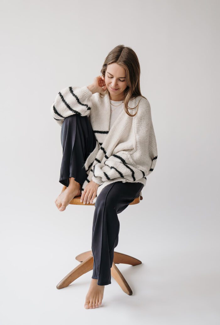 Cardigan Streifen Creme – Bild 3