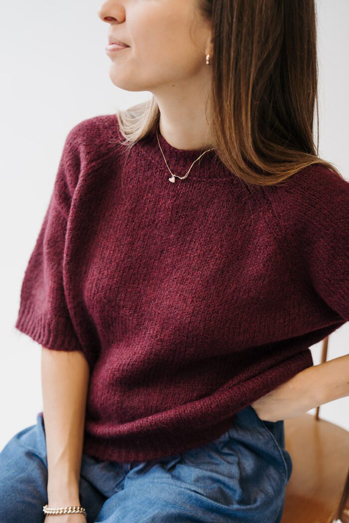 KAemilie Cropped Knit Windsor Wine