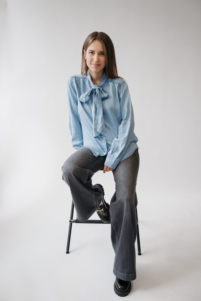 Tencel Bluse Schluppe Light Denim – Bild 3