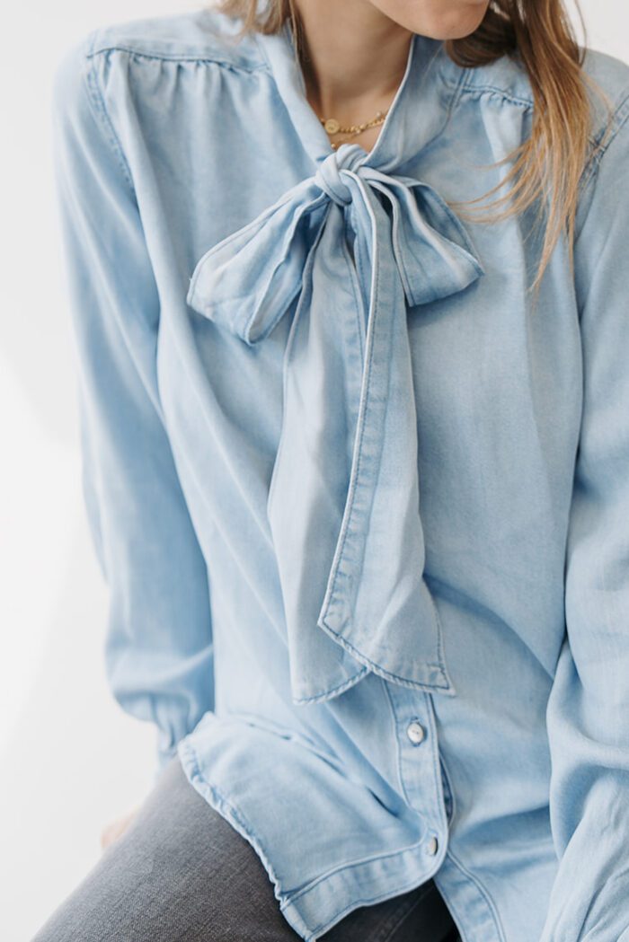 Tencel Bluse Schluppe Light Denim