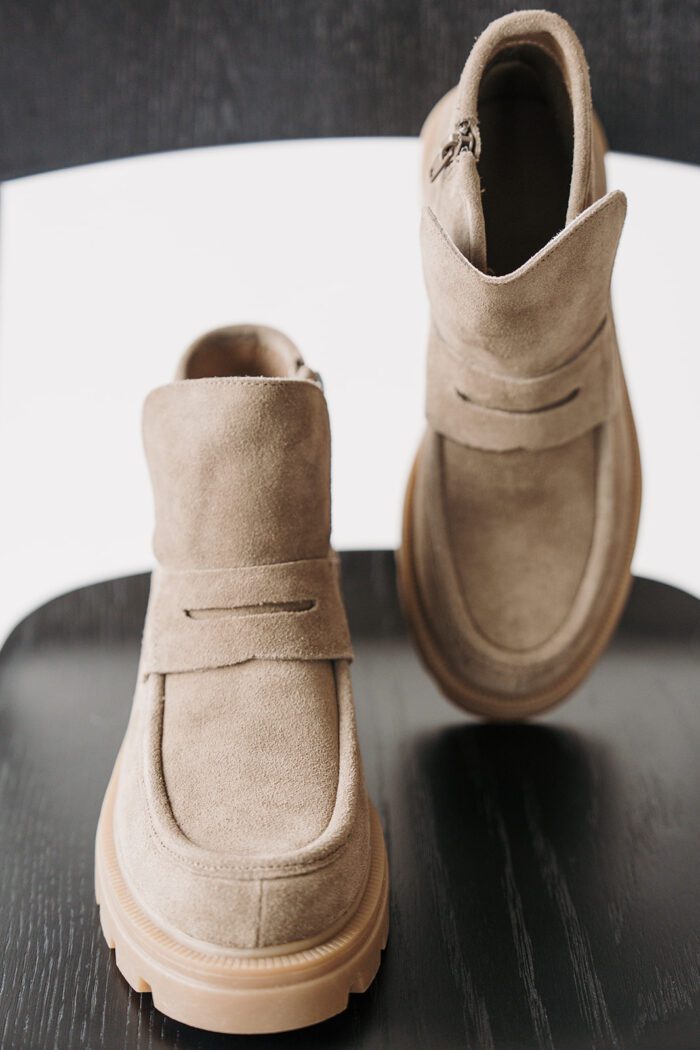 Short Suede Boots Chocolate Brown – Bild 3