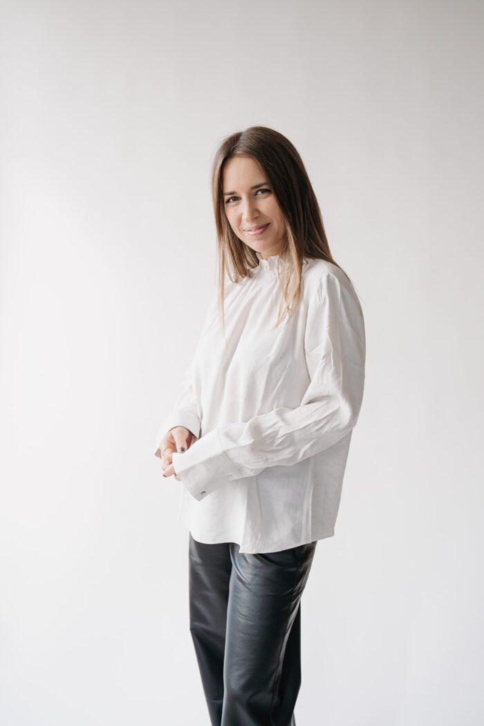 Rollkragenbluse Early Frost White