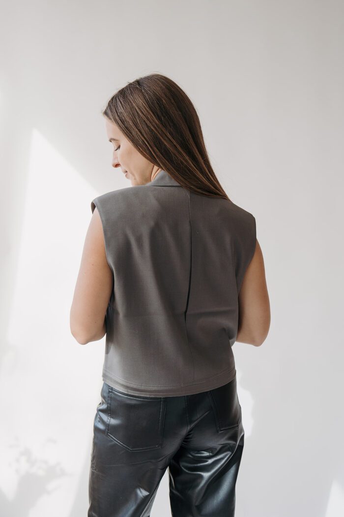 Ärmelloser kurzer Blazer Dark Night Grey – Bild 5