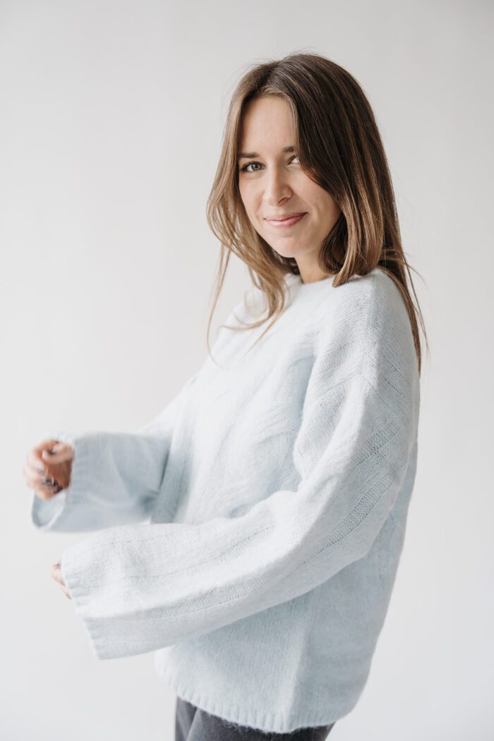 Pullover Zopfmuster Secret Space Grey – Bild 4