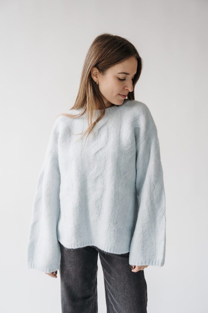 Pullover Zopfmuster Secret Space Grey – Bild 2