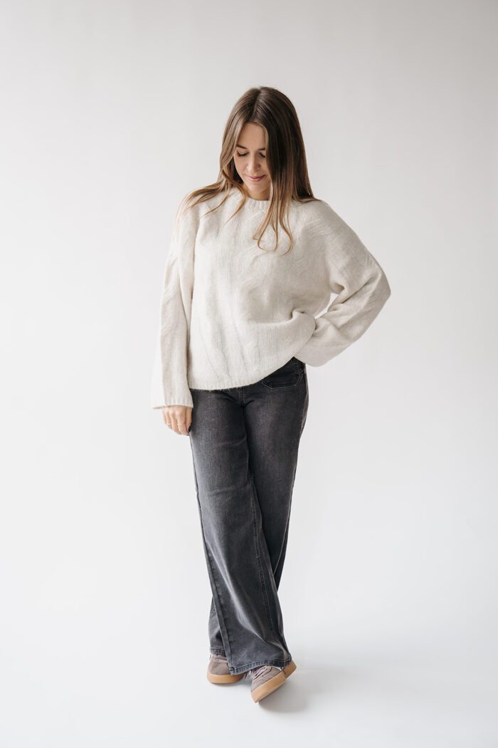 Pullover Zopfmuster Wool White