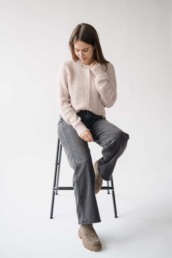 Melange-Cardigan Shadow Gray Pink