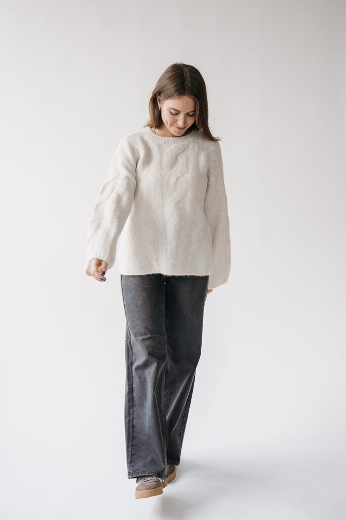 Pullover Zopfmuster Wool White – Bild 3