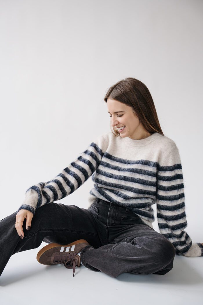 Gestreifter Pullover Collegiate Blue