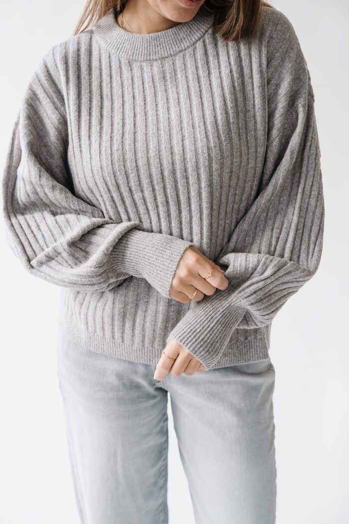 Gerippter Pullover Taupe Grey – Bild 2