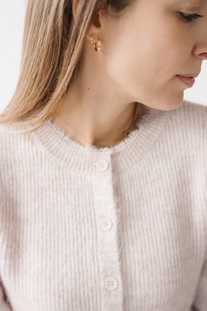 Melange-Cardigan Shadow Gray Pink – Bild 2