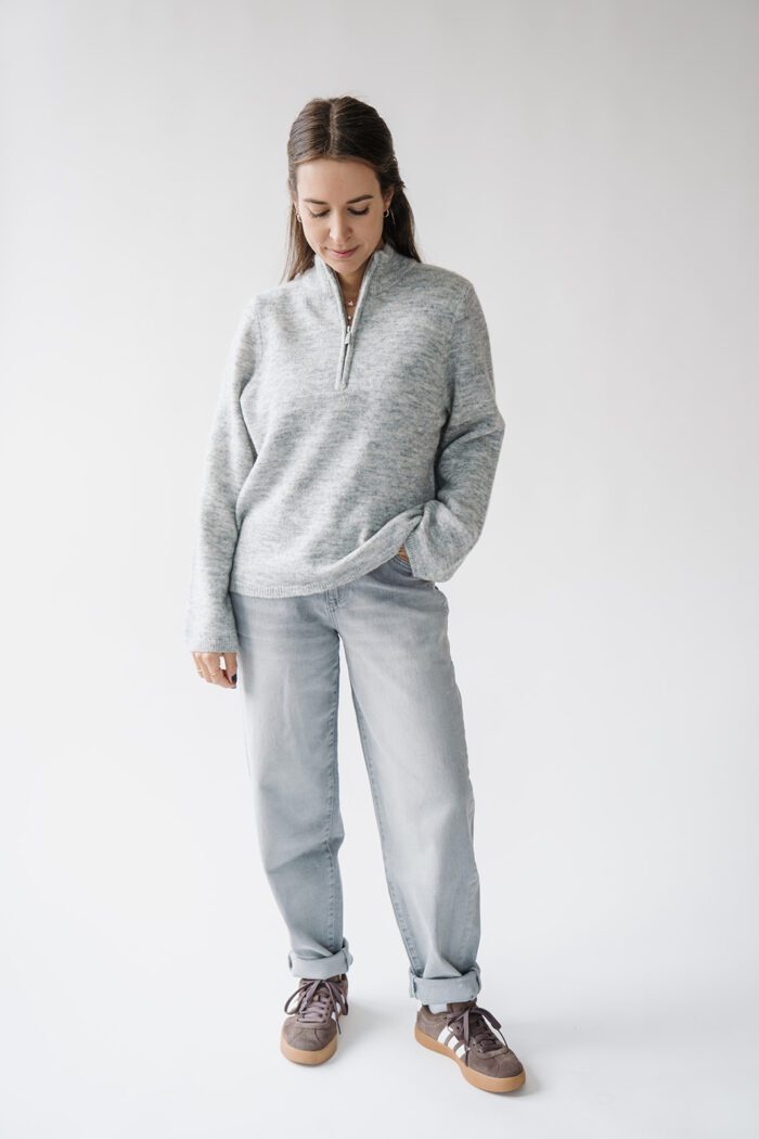 Lulu Half Zip Knit Light grey melange – Bild 2
